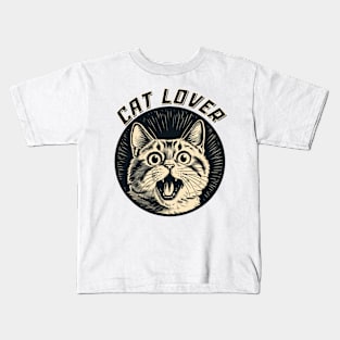 Real Kitty Lover Cute Cat Cartoon Cat Lover Kids T-Shirt